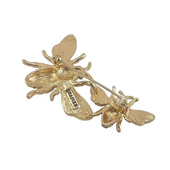Vintage Napier Bee Brooch Pin With Rhinestone Accents and Enamel Wings - Picture 6 of 8